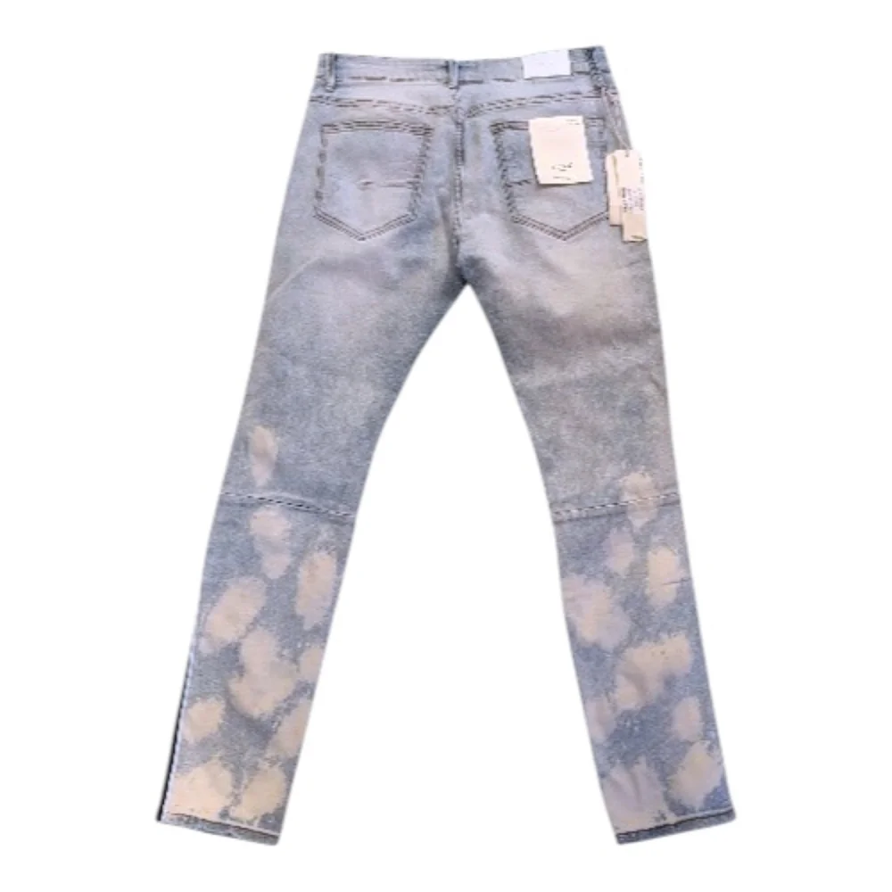 KDNK Tri-striped Bleached Skinny Jean Tinted Blue Size 32 New